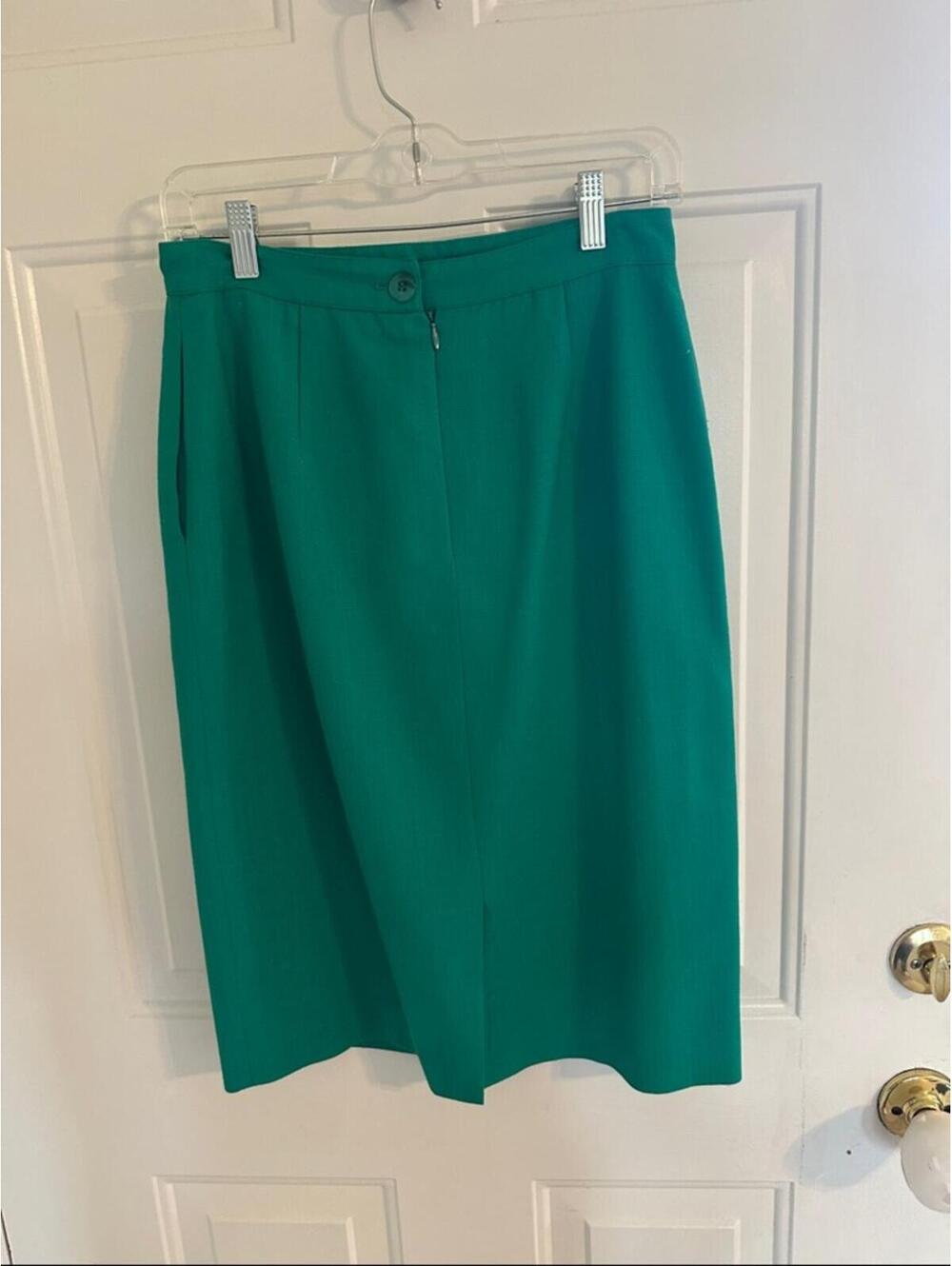 Prophecy Vintage Kelly Green Pleated Pencil Skirt USA 80s